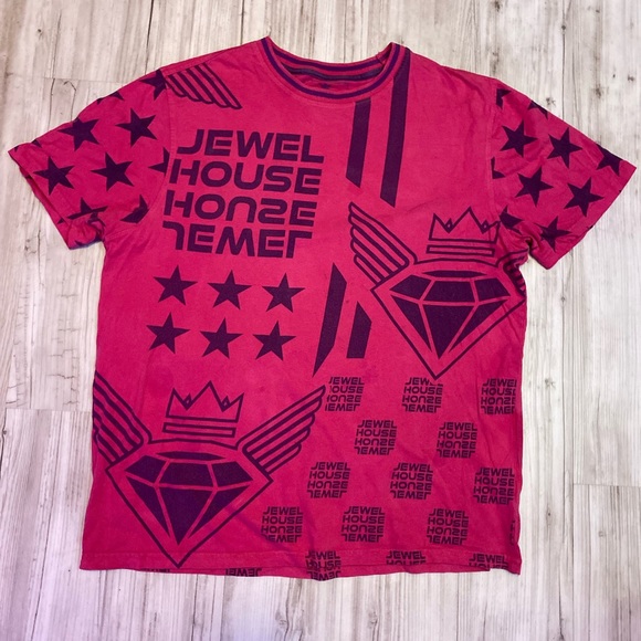 Jewel House all over print pink t shirt - Picture 1 of 3